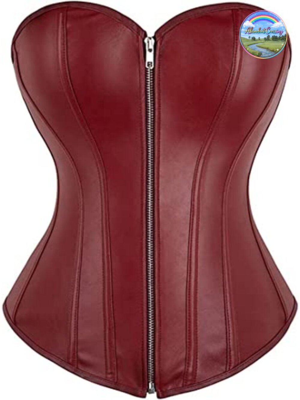 Faux Leather Corset Top Steampunk Bustier Zipper Overbust